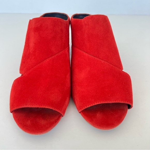 REBECCA MINKOFF Ingrid Red Suede Open Toe Slip On Heels Sandals Mules Sz 8 M - Picture 5 of 15